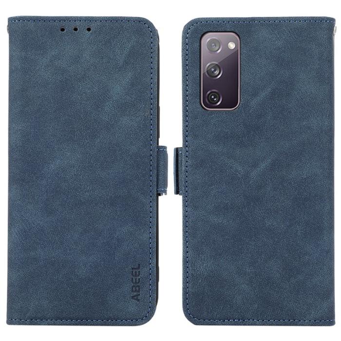 ABEEL - ABEEL Magnetic Konstläder Plånboksfodral för Samsung Galaxy S20 FE - Blå