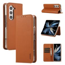 ABEEL - ABEEL Samsung Galaxy Z Fold6 Pl&aring;nboksfodral RFID-Skydd Konstl&auml;der - Brun