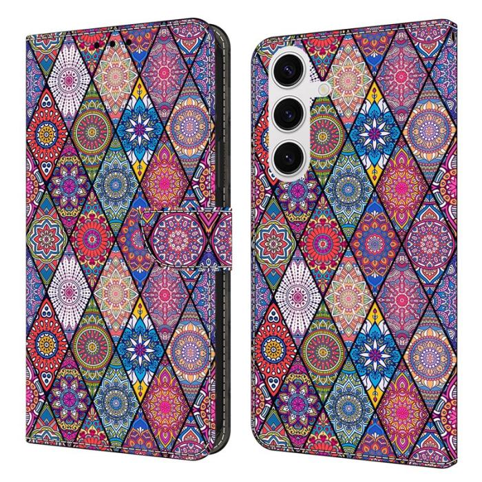 OEM - Samsung Galaxy S26 Plånboksfodral Mönstertryck Konstläder Flip Ställ - Röd