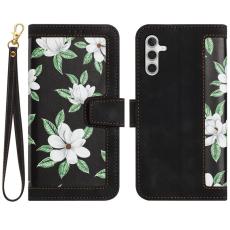 OEM - Mobilskal till Samsung Galaxy S26 Plus PU L&auml;der Blomm&ouml;nster - Svart