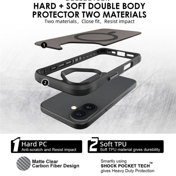A-One Brand - iPhone 17 Mobilskal MagSafe Carbon Fiber Texture - Svart