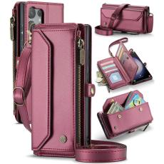 Caseme - CASEME Pl&aring;nboksfodral Konstl&auml;der f&ouml;r Samsung Galaxy S23 Ultra - Vinr&ouml;d