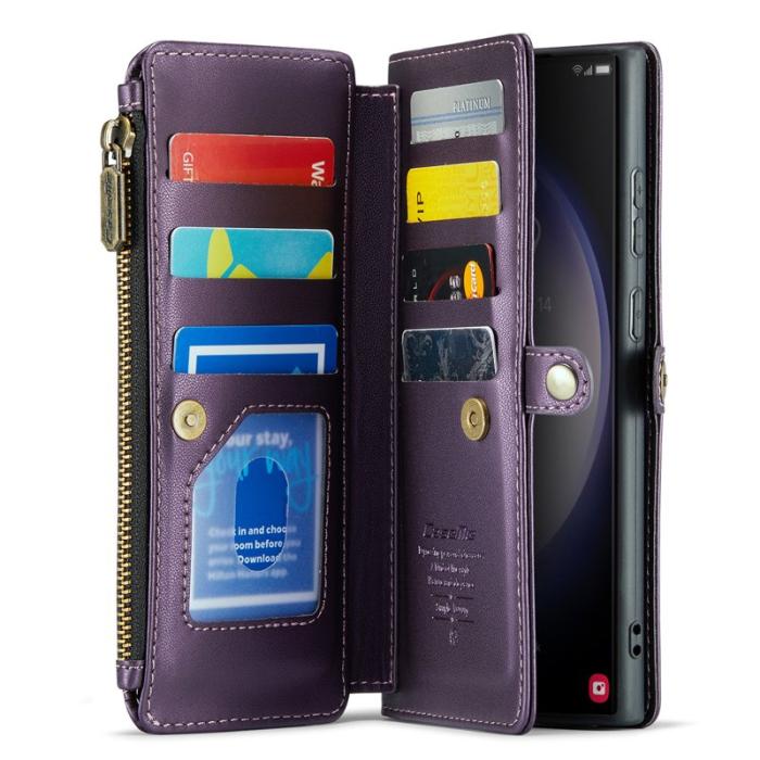 Caseme - CASEME Plånboksfodral Konstläder för Samsung Galaxy S23 Ultra - Lila
