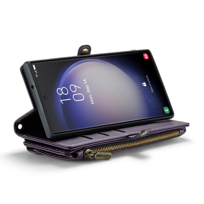Caseme - CASEME Plånboksfodral Konstläder för Samsung Galaxy S23 Ultra - Lila