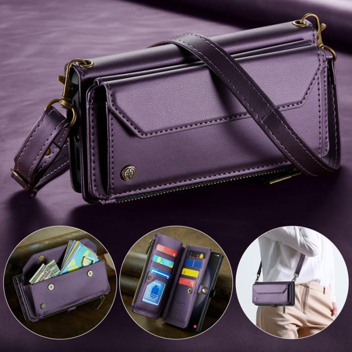 Caseme - CASEME Plånboksfodral Konstläder för Samsung Galaxy S23 Ultra - Lila