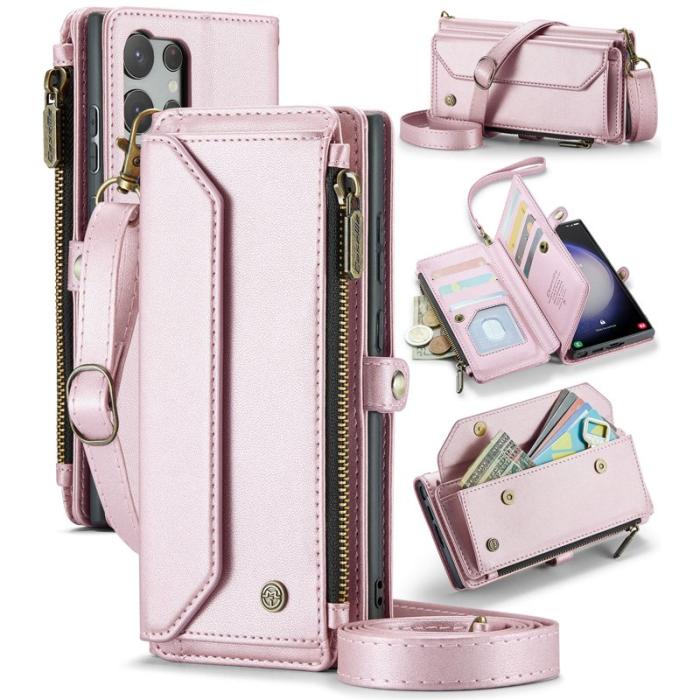 Caseme - CASEME Plånboksfodral Konstläder för Samsung Galaxy S23 Ultra - Rosa