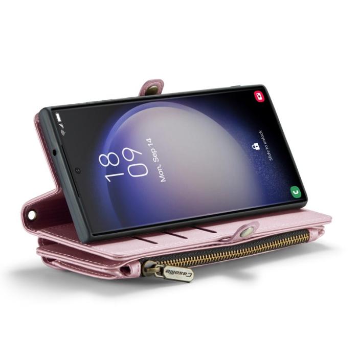 Caseme - CASEME Plånboksfodral Konstläder för Samsung Galaxy S23 Ultra - Rosa