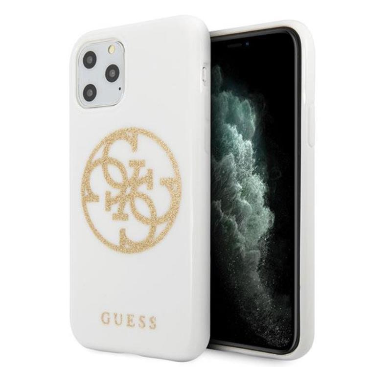 Guess Glitter Circle Logo Skal iPhone 11 Pro Max - Vit | 2353 | AlltMobil