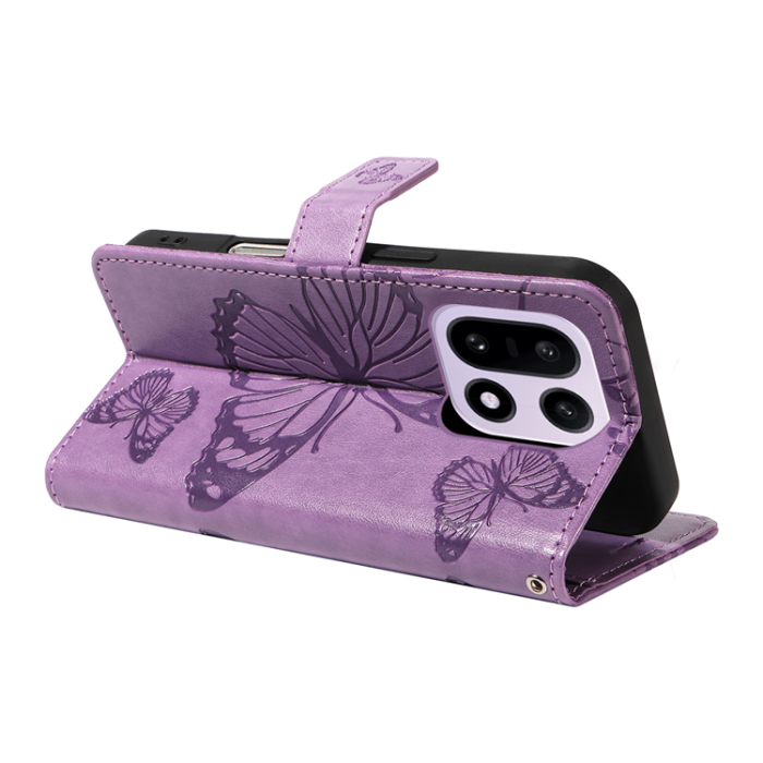 A-One Brand - OnePlus 15 5G Konstläder Plånboksfodral Floral Butterfly Imprinted