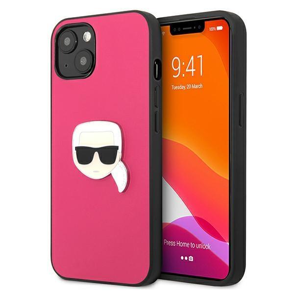 Karl Lagerfeld Läder Ikonik Karl`s Head Metal Skal iPhone 13 mini - Rosa | 2353 | AlltMobil