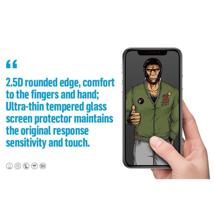 UTGATT1 - 5D Mr. Monkey Härdat Glas till Xiaomi Redmi Note 9T 5G Svart