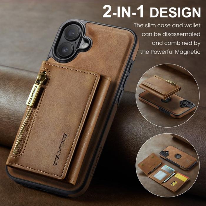 DG.MING - DG.MING M5 Series Mobilskal till iPhone 16 Plus Magnetiskt Konstläder Brun
