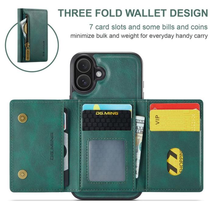 DG.MING - DG.MING M5 Series Mobilskal till iPhone 16 Plus Magnetiskt Konstläder Grön