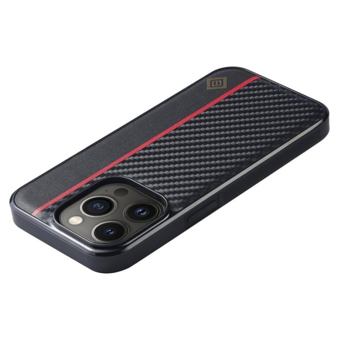 LC.imeeke - LC.IMEEKE iPhone 13 Pro Fodral KonstLäder - Kolfiber - Svart