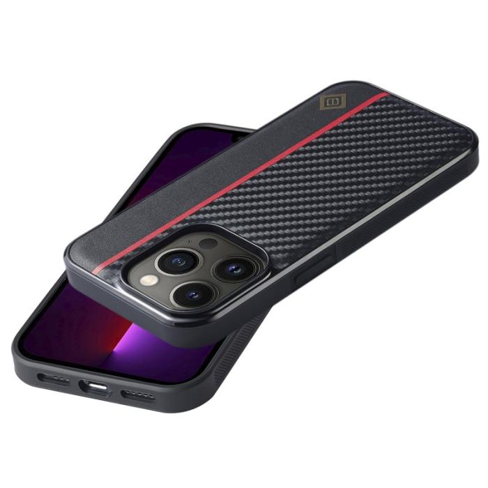 LC.imeeke - LC.IMEEKE iPhone 13 Pro Fodral KonstLäder - Kolfiber - Svart