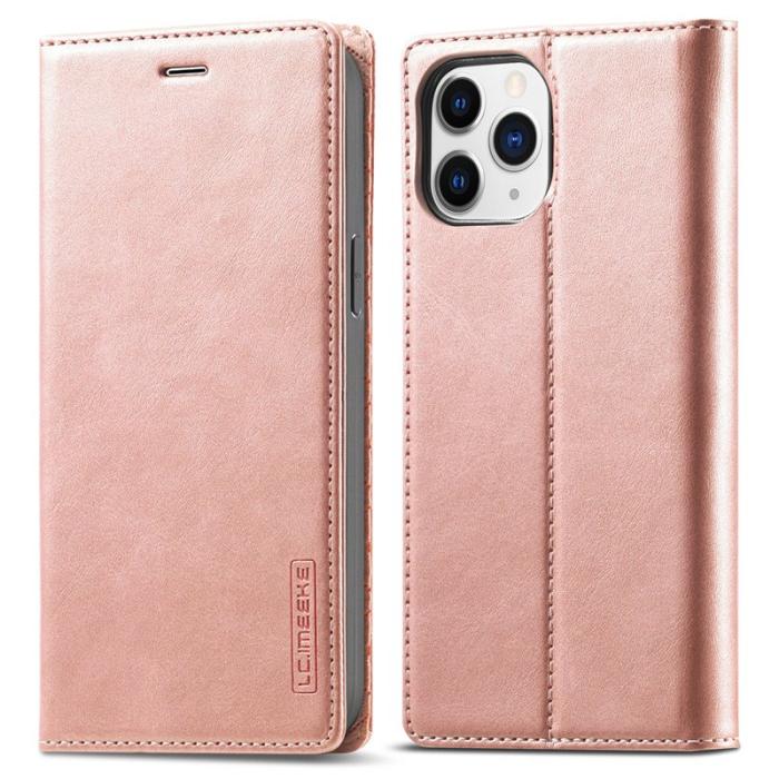 LC.imeeke - LC.IMEEKE iPhone 13 Pro Plånboksfodral i Konstläder - Roséguld
