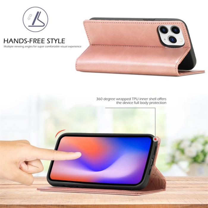 LC.imeeke - LC.IMEEKE iPhone 13 Pro Plånboksfodral i Konstläder - Roséguld