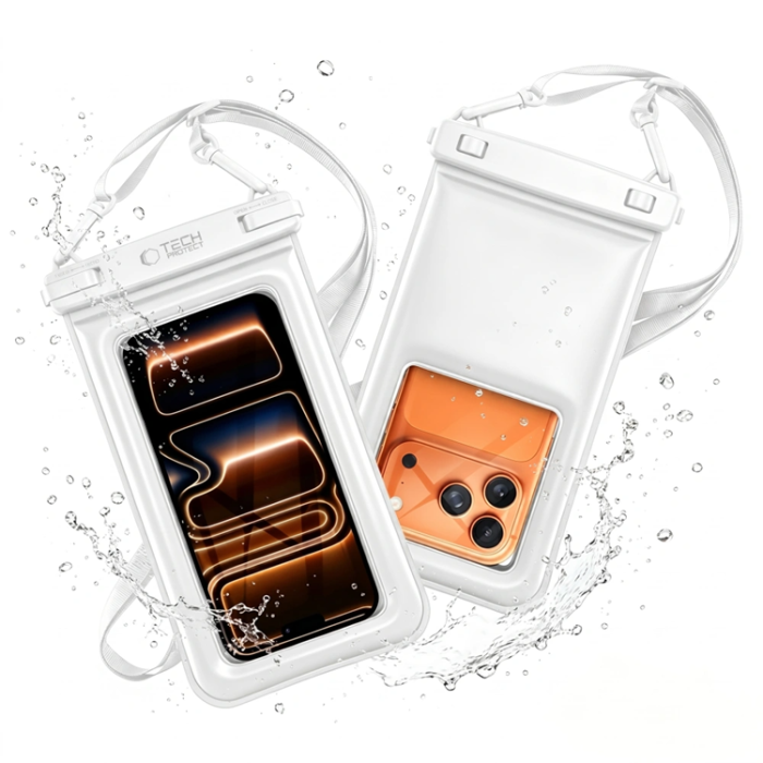 Spigen - Tech-Protect Universala Vattentät Mobilfodral UWC7 - Vit