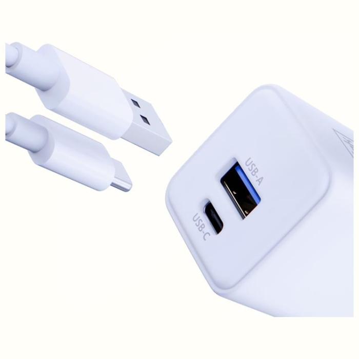 3MK - 3MK Snabbladdare 20W 1xUSB-A 1XUSB-C PD QC4 Hyper GaN - Vit