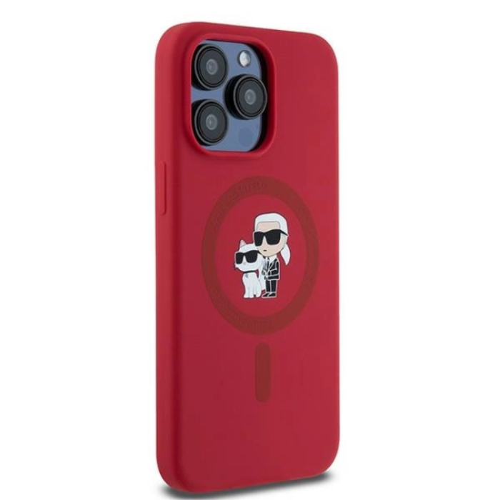 KARL LAGERFELD - Karl Lagerfeld iPhone 15 Pro Max Mobilskal Magsafe Silikon - Röd