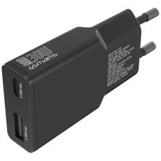 4smarts - 4smarts Snabbladdare 30W 1xUSB-C 1xUSB-A FlatPlug Duos - Svart
