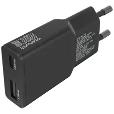 4smarts - 4smarts Snabbladdare 30W 1xUSB-C 1xUSB-A FlatPlug Duos - Svart