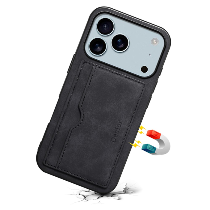 DENIOR - DENIOR iPhone 17 Pro Mobilskal Kickstand Korthållare - Svart