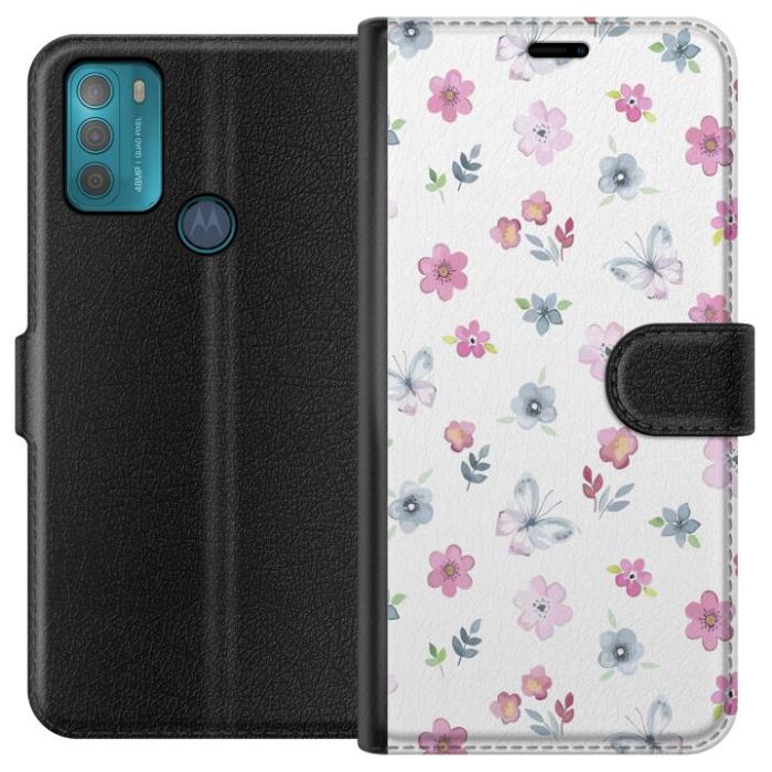 iSecrets - Plånboksfodral till Motorola Moto G50 med Blommor och fjärillar