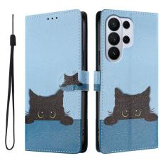 OEM - Samsung Galaxy S26 Ultra Fodral M&ouml;nstertryck PU L&auml;der - Svart Katt