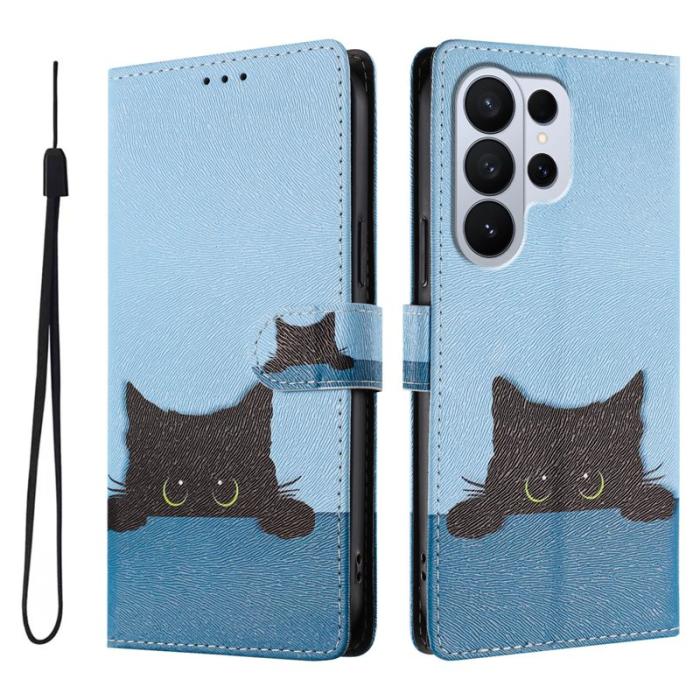 OEM - Samsung Galaxy S26 Ultra Fodral Mönstertryck PU Läder - Svart Katt