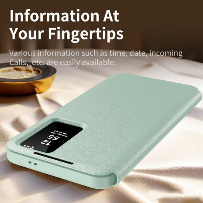 OEM - Samsung Galaxy S26 Ultra Skal PU Läder Smart View - Ljusgrön