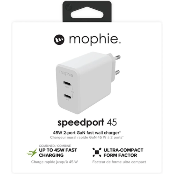 UTGATT1 - Mophie PD Väggladdare 45W DUAL USB-C - Vit