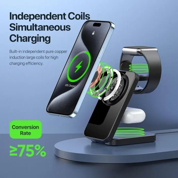 DUZZONA - Duzzona 3-in-1 Trådlös Laddare Magsafe iPhone, Apple Watch, AirPods 15W