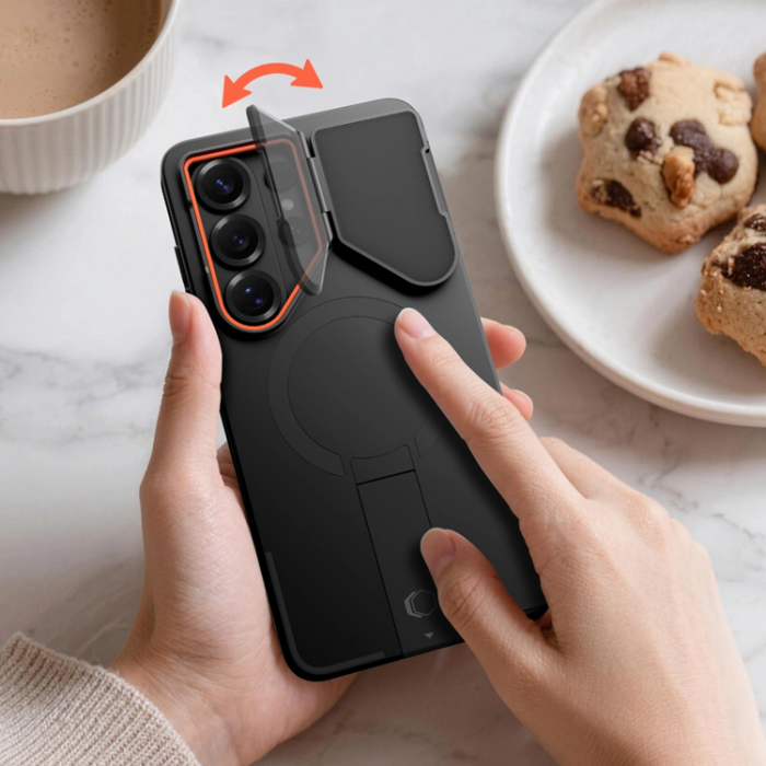 Tech-Protect - Tech-Protect Mobilskal För Galaxy S26 Ultra Magsafe Kevlar Aura - Svart/Orange