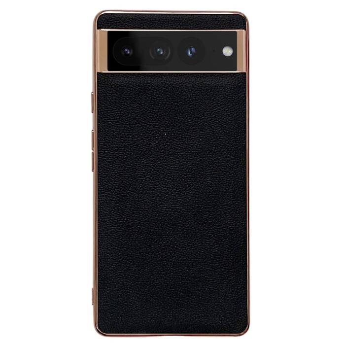 A-One Brand - Google Pixel 7 Pro Skal Äkta Läder Electroplating - Svart