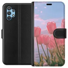 Gustaf - Pl&aring;nboksfodral till Samsung Galaxy A32 5G med Rosa Tulpaner