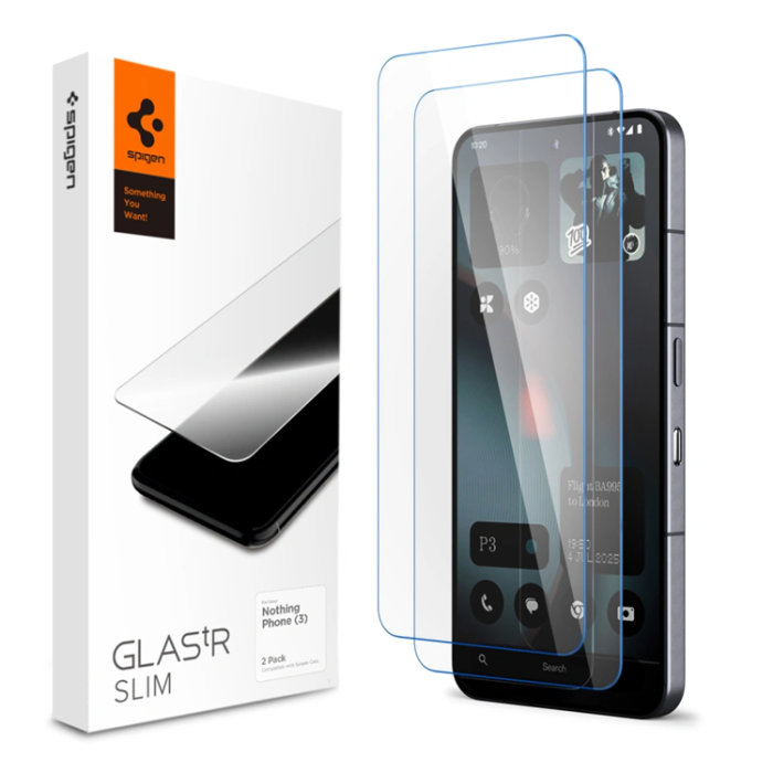 Spigen - [2-Pack] Spigen Nothing Phone 3 Härdat Glas Skärmskydd Slim - Clear