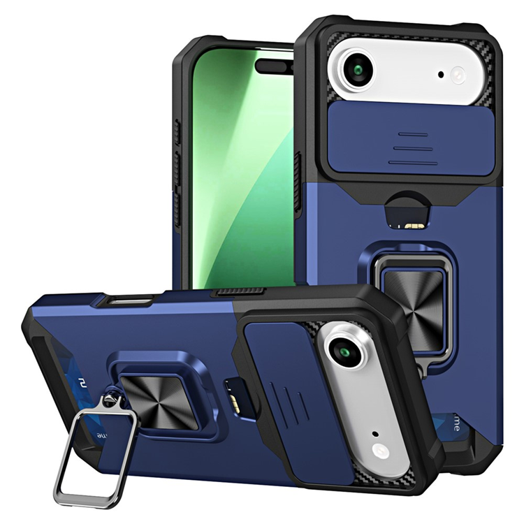 iPhone Air Mobilskal Slide Lens Lid med Kortfack - Marinblå | 2353 | AlltMobil