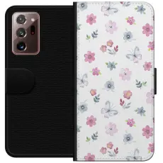 Gustaf - Pl&aring;nboksfodral till Samsung Galaxy Note20 Ultra med Blommor och fj&auml;rillar