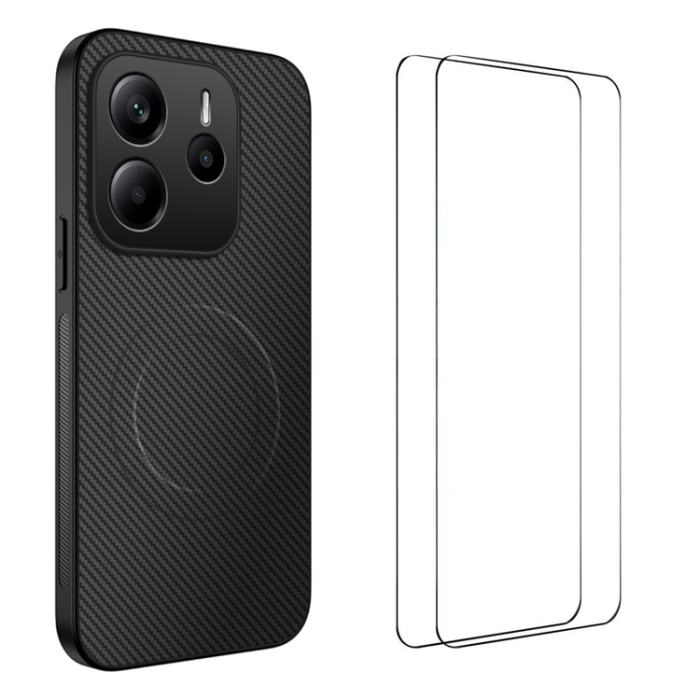 WANLONFENG - WANLONFENG Xiaomi Redmi Note 14 Mobilskal MagSafe + [2-Pack] Härdat Glas