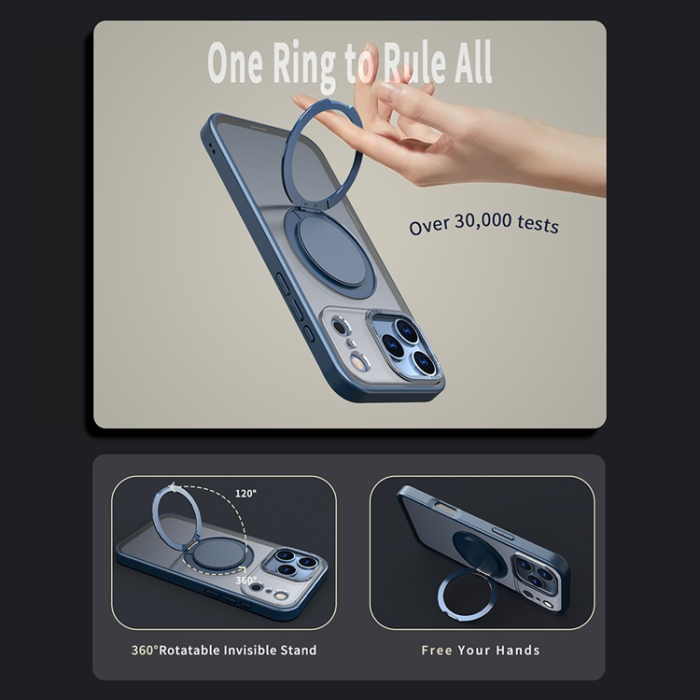 A-One Brand - iPhone 17 Pro Mobilskal MagSafe TPU+PC Kickstand - Marinblå