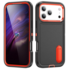 A-One Brand - iPhone 17 Pro Max Mobilskal Kickstand Silikon - Svart/Orange