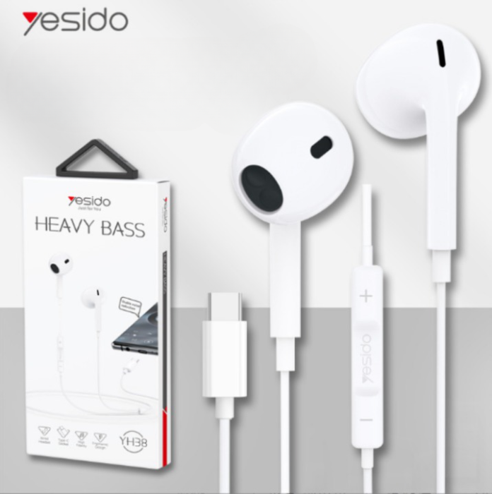 Yesido - Yesido Hörlurar YH38 In-Ear Typ-C - Vit