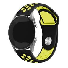 Beline - Beline Galaxy Watch 3 (45mm) Armband Sport Silikon - Svart/ Gul