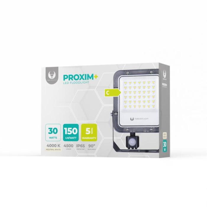 Forever Light - Forever Strålkastare LED PROXIM+ 30W 4000K 4500lm PIR 230V IP65