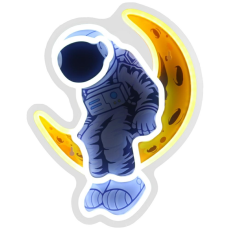 Beline - Beline Neon Light Astronaut on the Moon - Vit/Gul