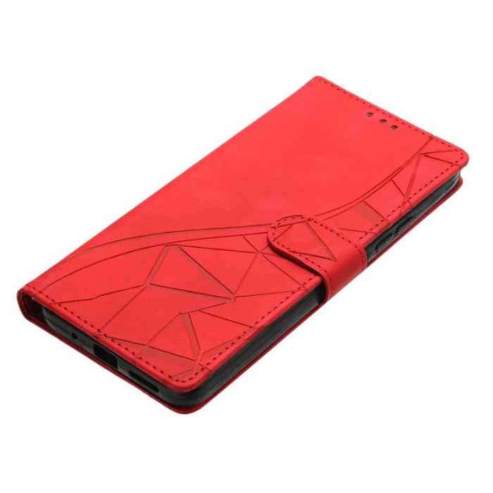 OEM - Samsung Galaxy A37 Plånboksfodral Konstläder Triangelmönster - Röd