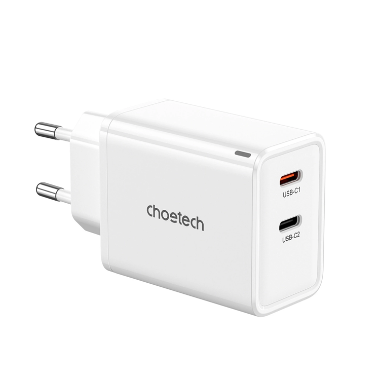 Choetech Väggladdare 65W GaN 2xUSB-C - Vit | 505295 | AlltMobil