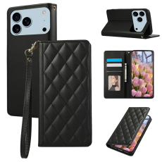 A-One Brand - iPhone 17 Pro Max Plånboksfodral RFID Rhombus Läder - Svart
