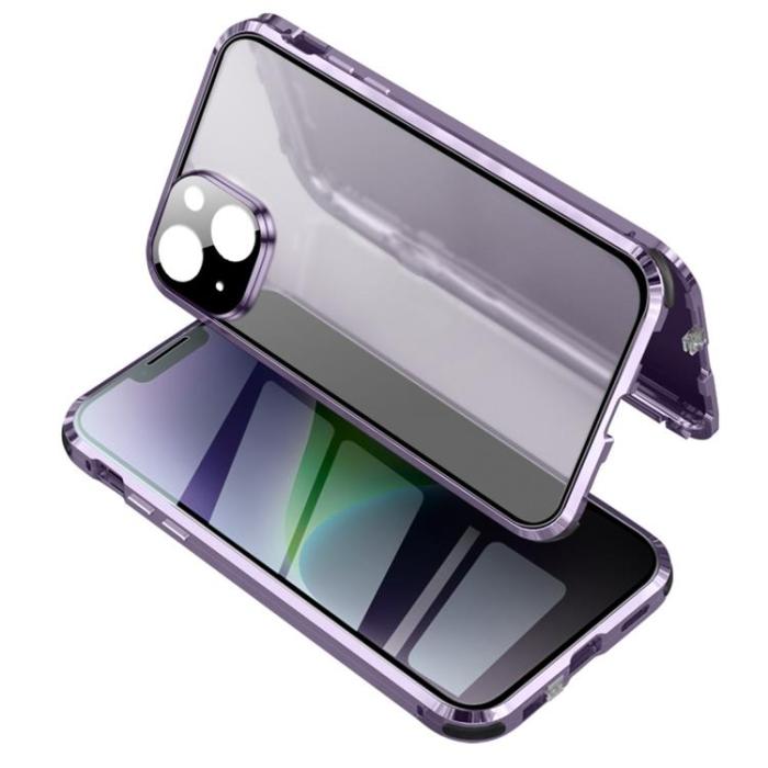 A-One Brand - iPhone 14 Skal Anti-Spy Metall Magnetic - Lila